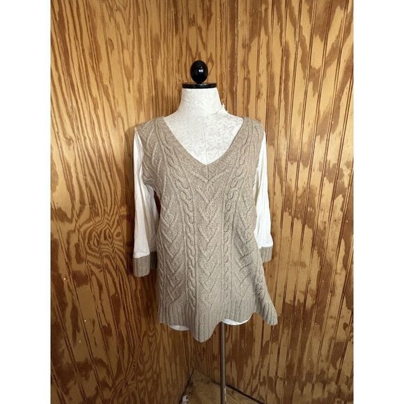 Anthropologie Pilcro and the Letterpress Wool Cable Knit Boho Pullover Sweater M - Picture 1 of 9